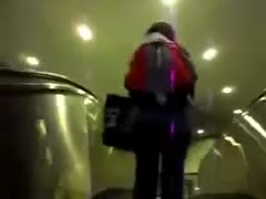 This cutie doesn't realize I'm watching her as she's on an escalator.